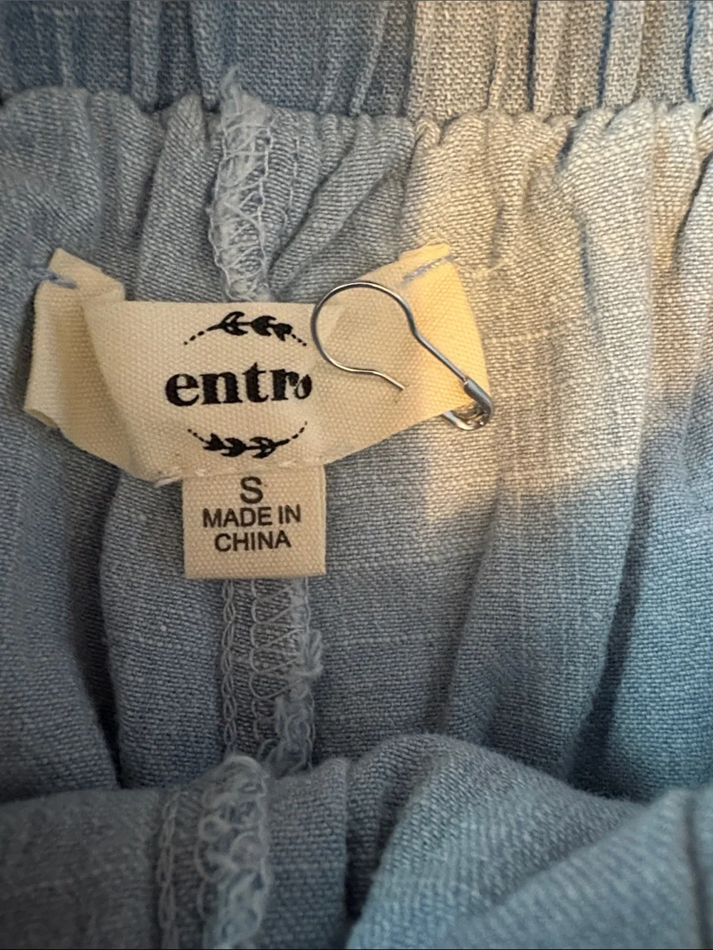 entro Light Blue Pleated Denim Looking Elastic Waist Skirt NWOTS - Picture 2 of 8